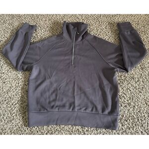 Trendy‎ Queen Women's Gray Oversized Sweatshirts Half Zip Pullover  Size Small